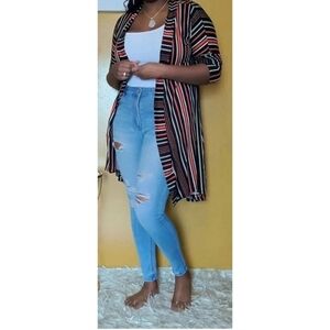 Striped Multicolor Long Cardigan